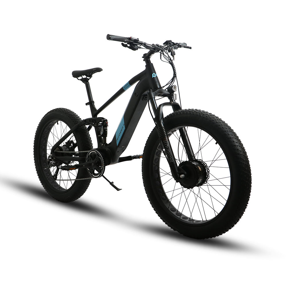 Eunorau DEFENDER-S AWD Dual Suspension Fat Tire Electric Mountain Bike Top Speed 20mph