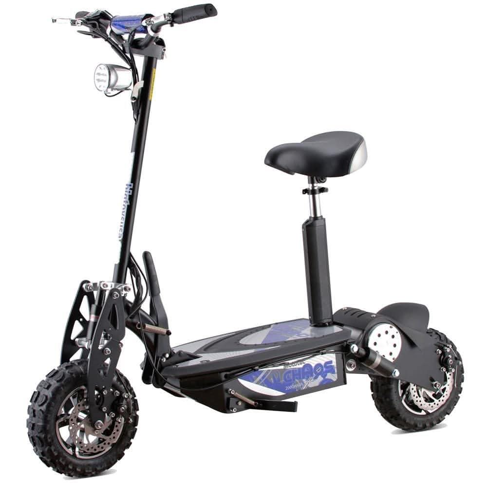 MotoTec Chaos 2000w 60v Lithium Folding Electric Scooter Black