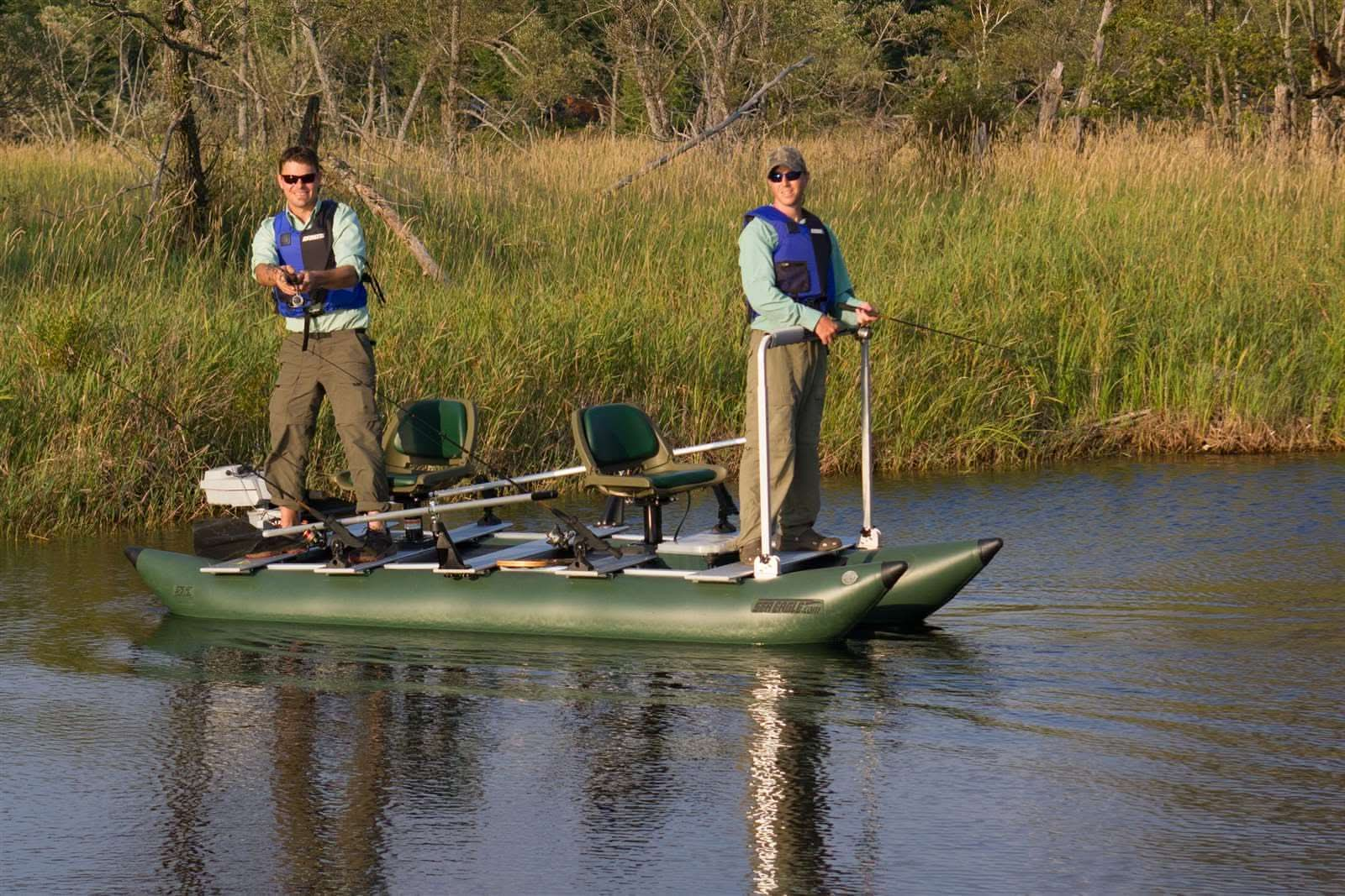 Sea Eagle 375fc FoldCat 2 Person Inflatable Fishing Pontoon Boat