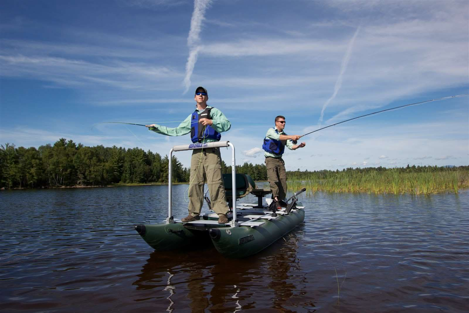 Sea Eagle 375fc FoldCat 2 Person Inflatable Fishing Pontoon Boat