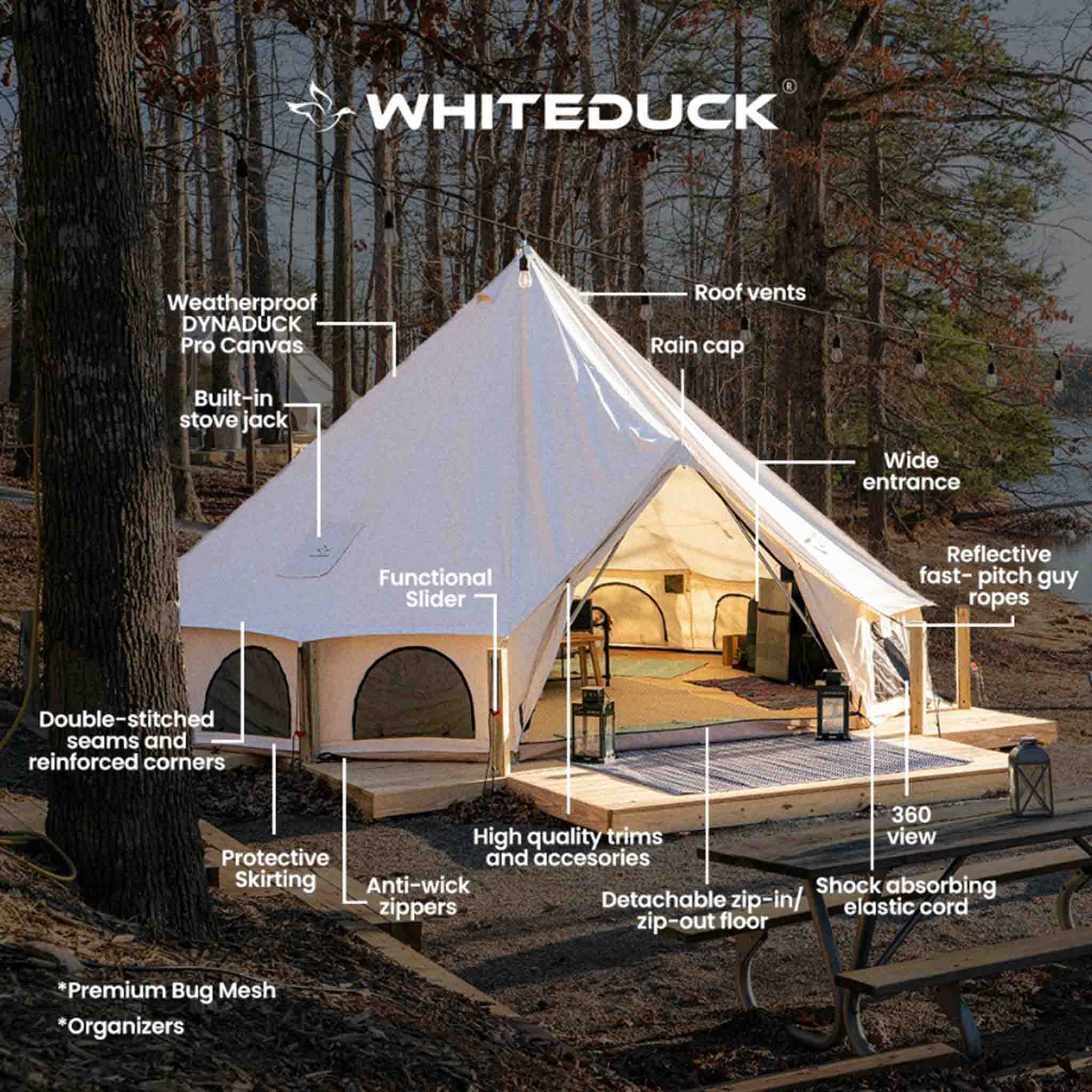 White Duck Outdoors 13' Avalon Bell Tent Family Camping Luxury Yurt