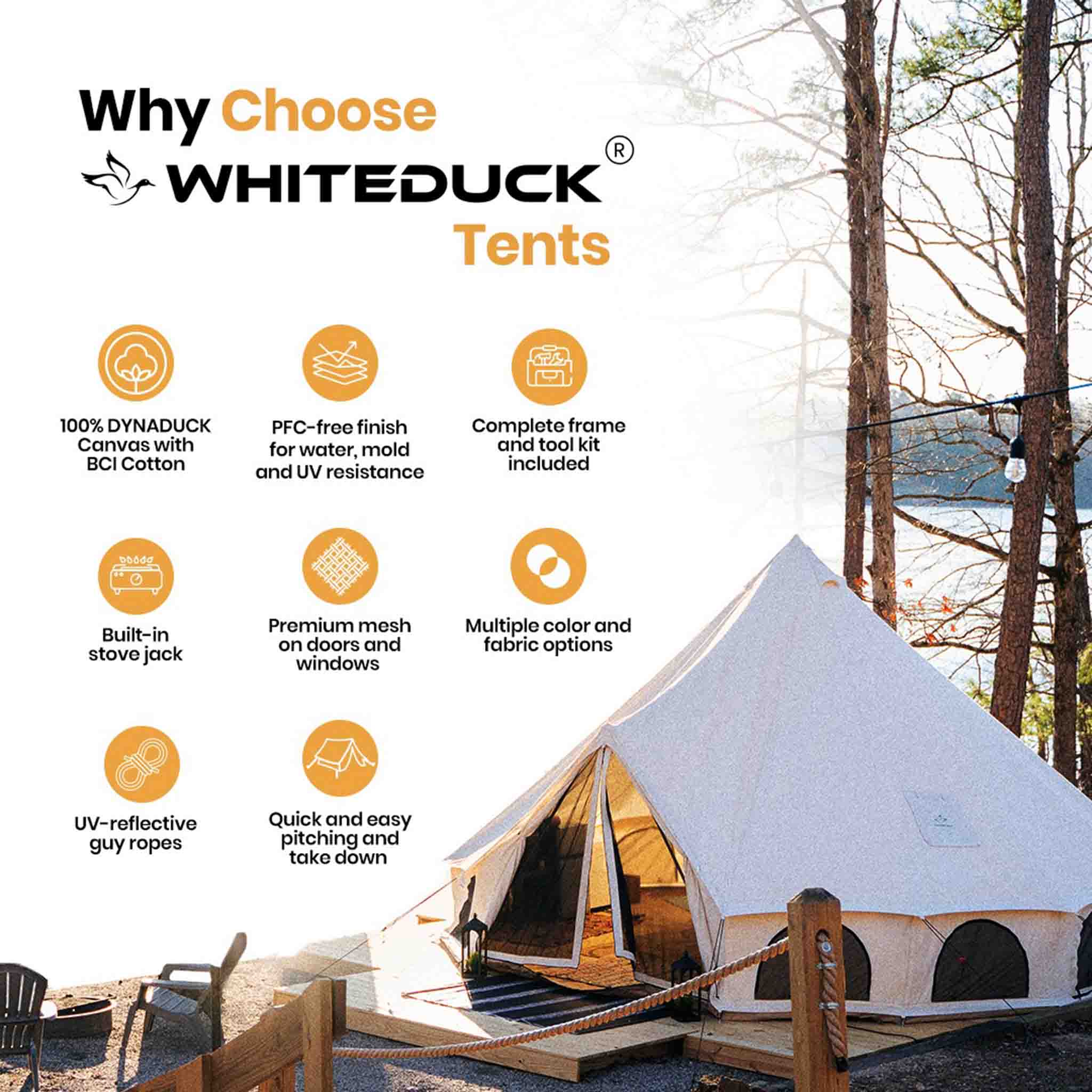 White Duck Outdoors 13' Avalon Bell Tent Family Camping Luxury Yurt
